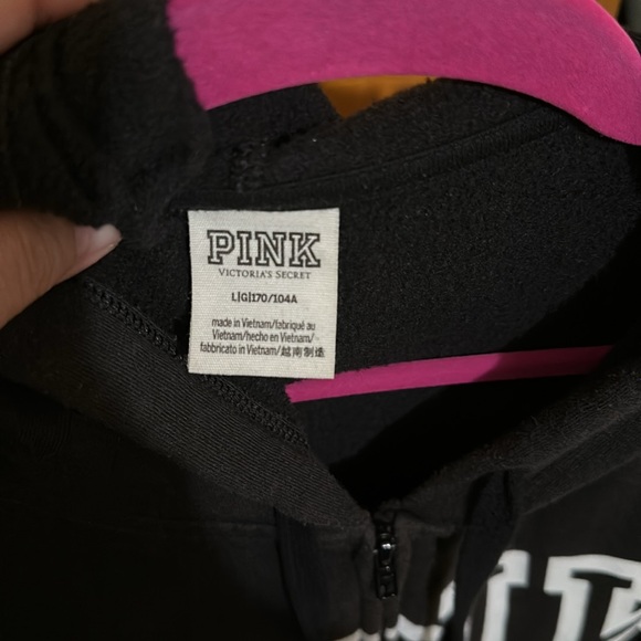 PINK Victoria's Secret Black Hoodie with White Accents - Picture 3 of 6